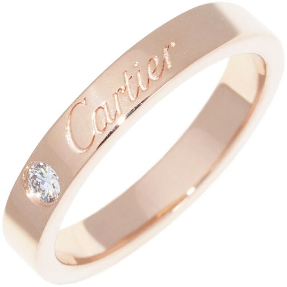 Cartier C de Cartier Au750 Pink Gold Diamond Ring Size 7